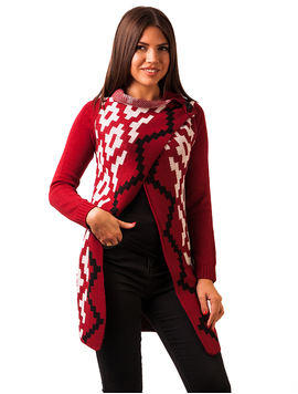 Cardigan Dama Cu Romburi Grena